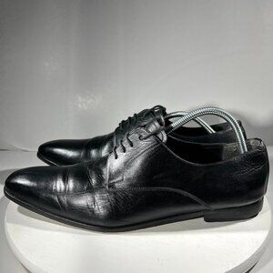 CHAUSSURES Paris Mens Leather Dress Shoes Size 11 EU 44 Black Oxford Pointed Toe